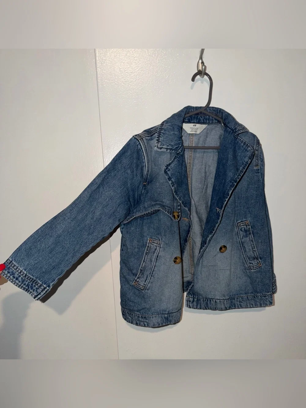 H&M Girls' Blue Denim Double-Breasted Jean Jacket Size 6X